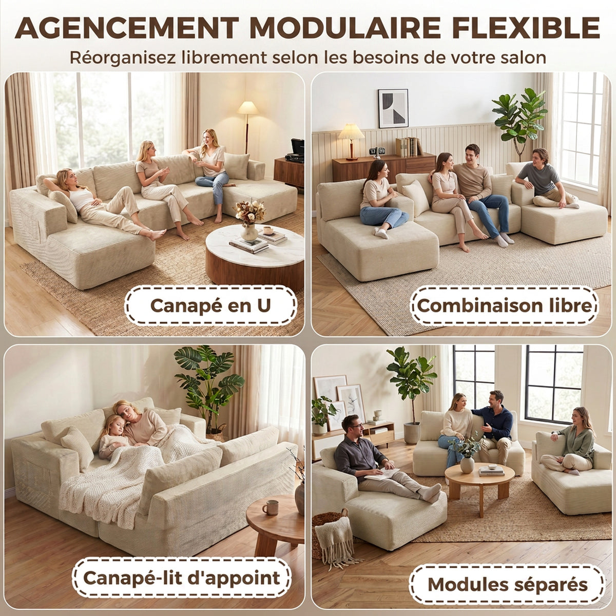 Canapé modulaire en U — 337 cm