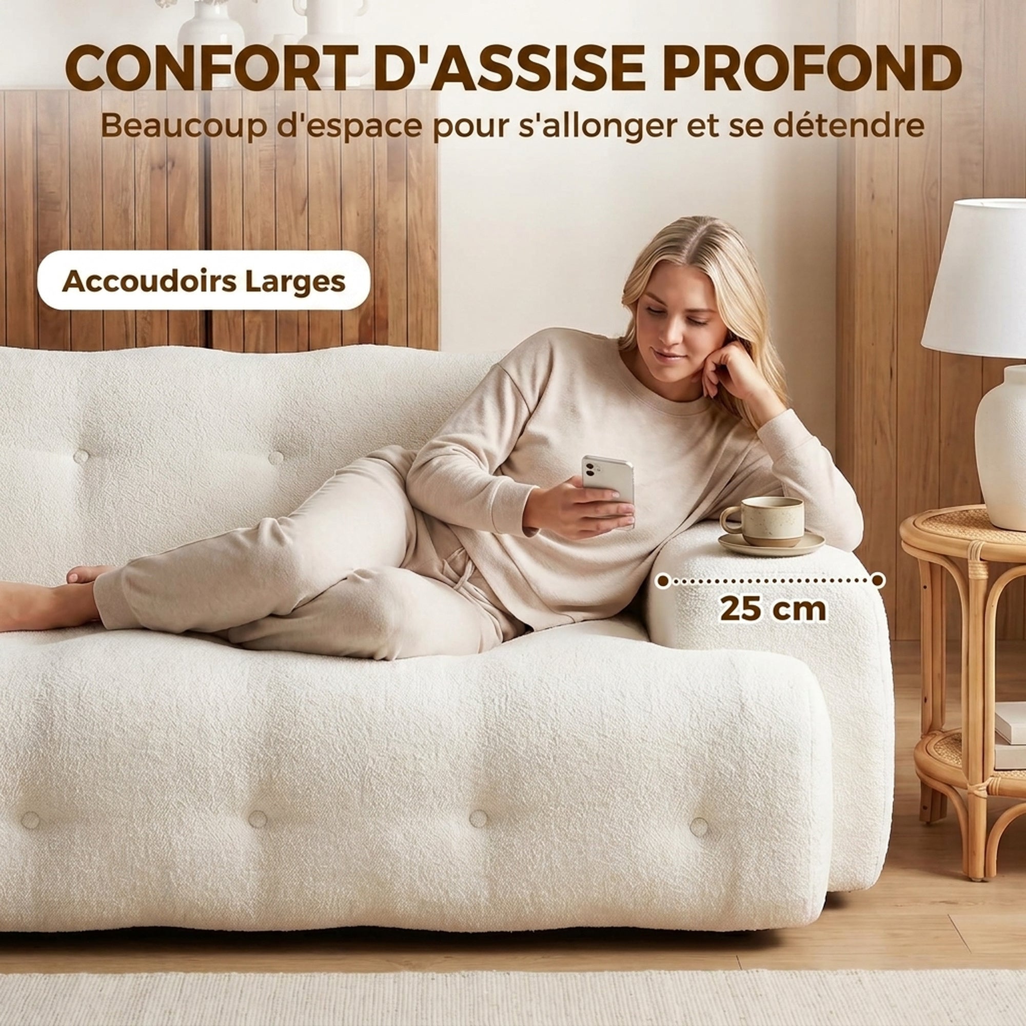 Canapé 3 places en chenille — 211 cm