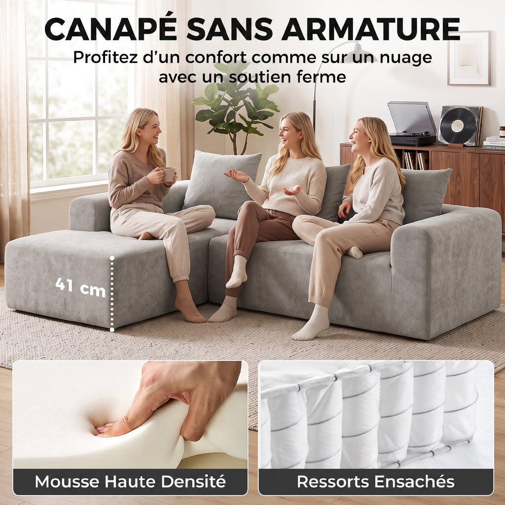 Canapé d'angle en chenille — 242 cm