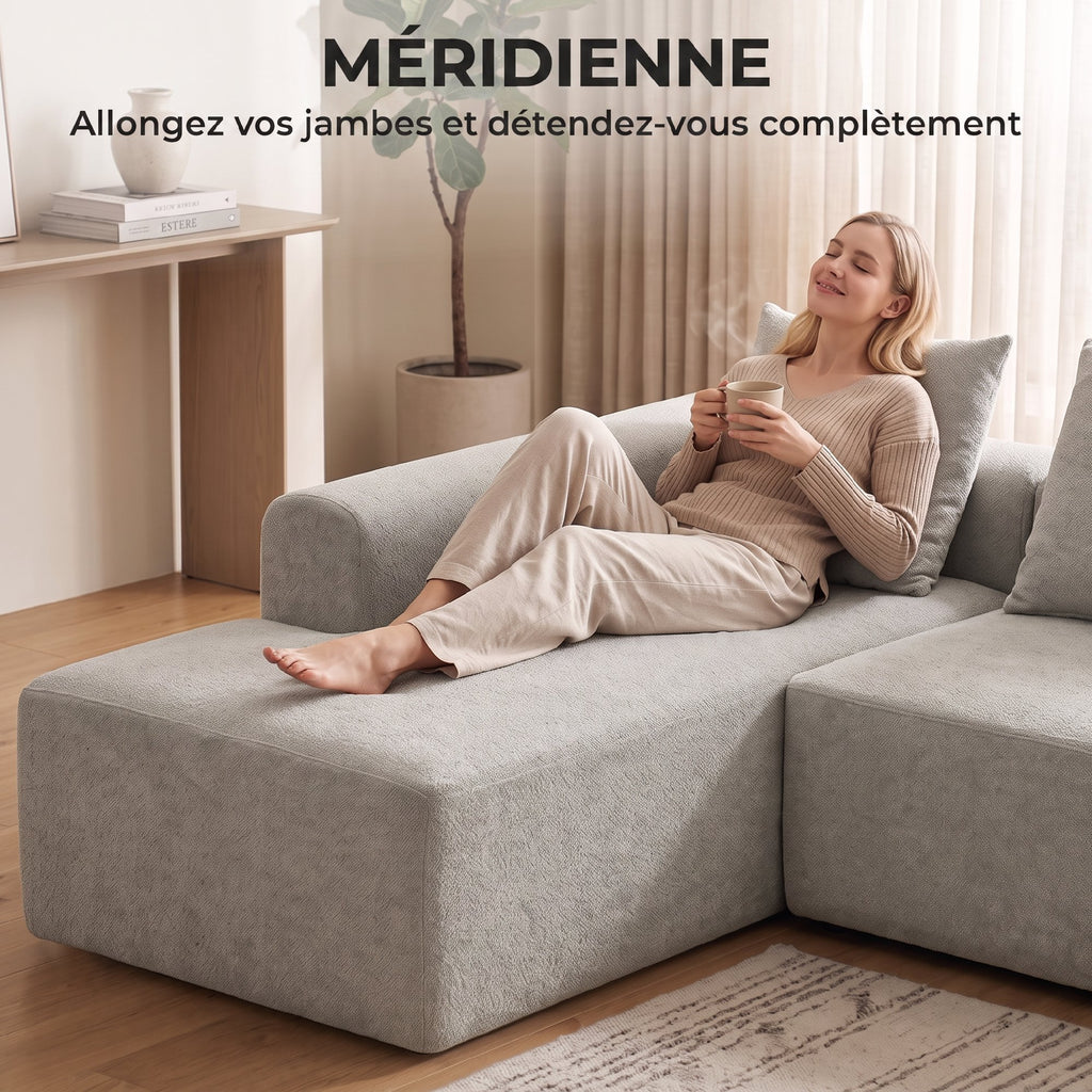 Canapé d'angle en chenille — 242 cm