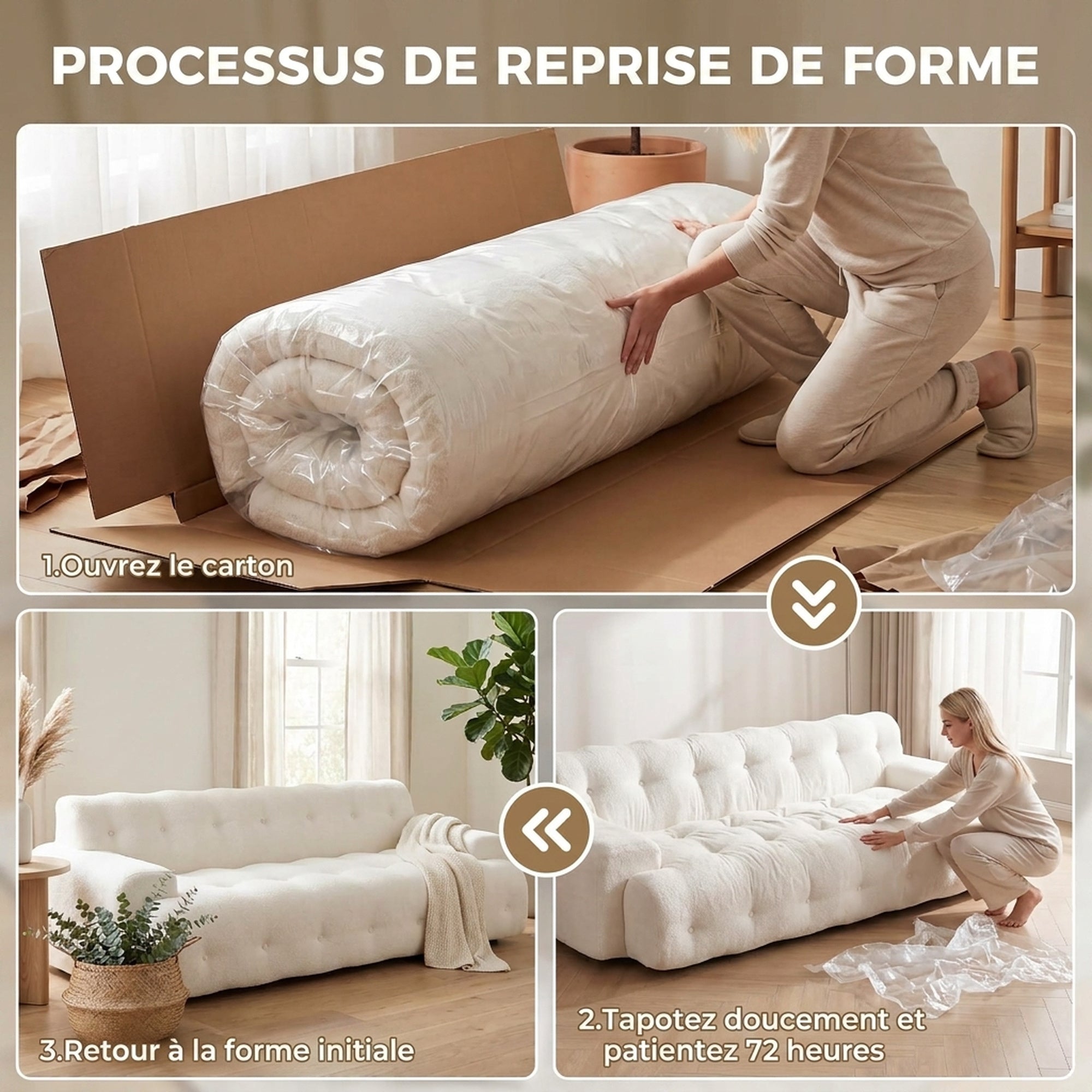Canapé 3 places en chenille — 211 cm